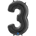 Αριθμός 3 Μαύρο 26" (66εκ) Μπαλόνι Foil