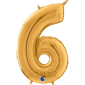 Αριθμός 6 Χρυσό 26" (66εκ) Μπαλόνι Foil