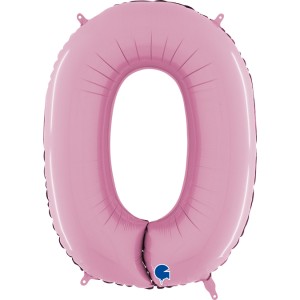 Αριθμός 0 Ροζ απαλό 26" (66εκ) Μπαλόνι Foil