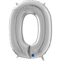 Αριθμός 0 Ασημί 26" (66εκ) Μπαλόνι Foil