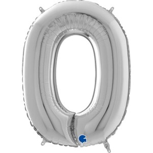 Αριθμός 0 Ασημί 26" (66εκ) Μπαλόνι Foil