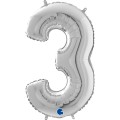 Αριθμός 3 Ασημί 26" (66εκ) Μπαλόνι Foil