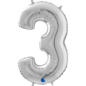 Αριθμός 3 Ασημί 26" (66εκ) Μπαλόνι Foil
