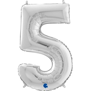 Αριθμός 5 Ασημί 26" (66εκ) Μπαλόνι Foil