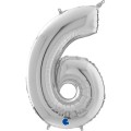 Αριθμός 6 Ασημί 26" (66εκ) Μπαλόνι Foil
