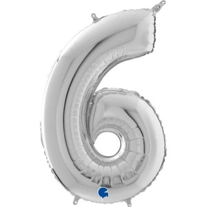 Αριθμός 6 Ασημί 26" (66εκ) Μπαλόνι Foil