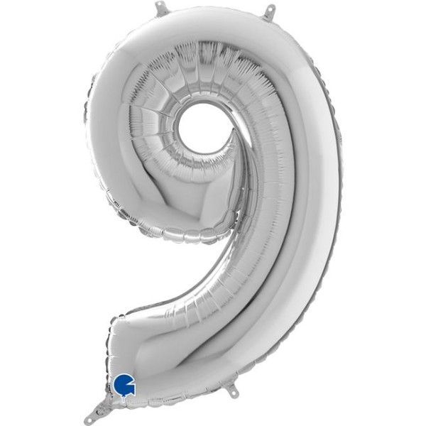 Αριθμός 9 Ασημί 26" (66εκ) Μπαλόνι Foil