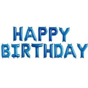 16'' HAPPY BIRTHDAY - ΜΠΛΕ Foil μπαλόνια (13τμχ)