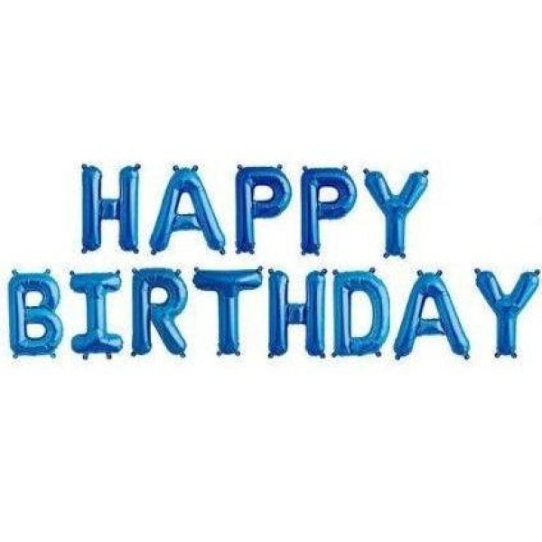 16'' HAPPY BIRTHDAY - ΜΠΛΕ Foil μπαλόνια (13τμχ)