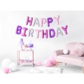 14'' HAPPY BIRTHDAY - ΜΩΒ-ΡΟΖ Foil μπαλόνια (13τμχ)