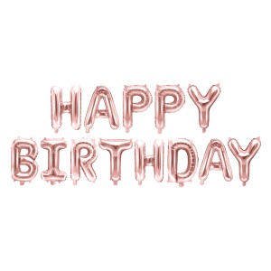 14'' HAPPY BIRTHDAY - ΡΟΖ-ΧΡΥΣΟ Foil μπαλόνια (13τμχ)