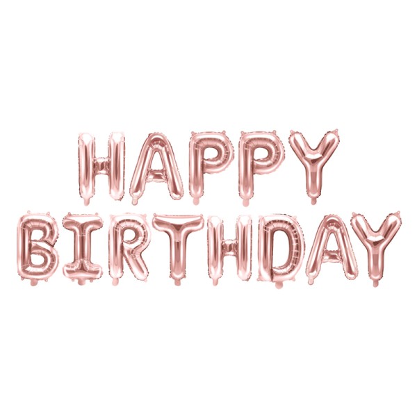 14'' HAPPY BIRTHDAY - ΡΟΖ-ΧΡΥΣΟ Foil μπαλόνια (13τμχ)