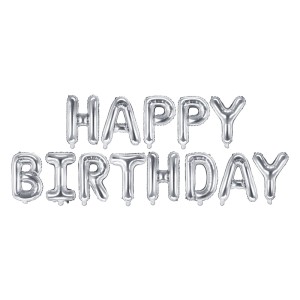 14'' HAPPY BIRTHDAY - ΑΣΗΜΙ Foil μπαλόνια (13τμχ)