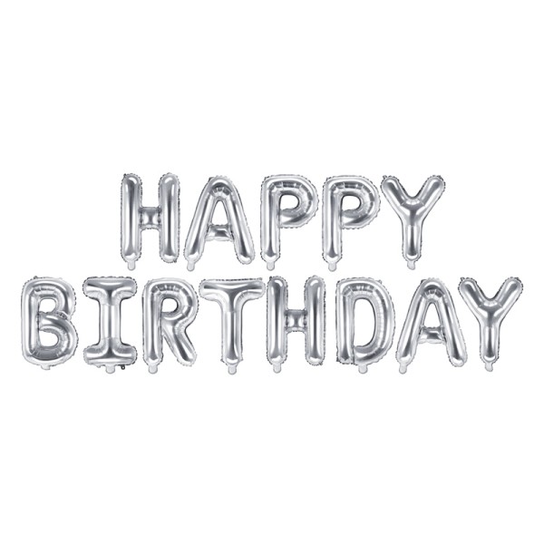 14'' HAPPY BIRTHDAY - ΑΣΗΜΙ Foil μπαλόνια (13τμχ)