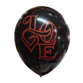 Latex μαύρα μπαλόνια 12'' τυπωμένα κόκκινο LOVE